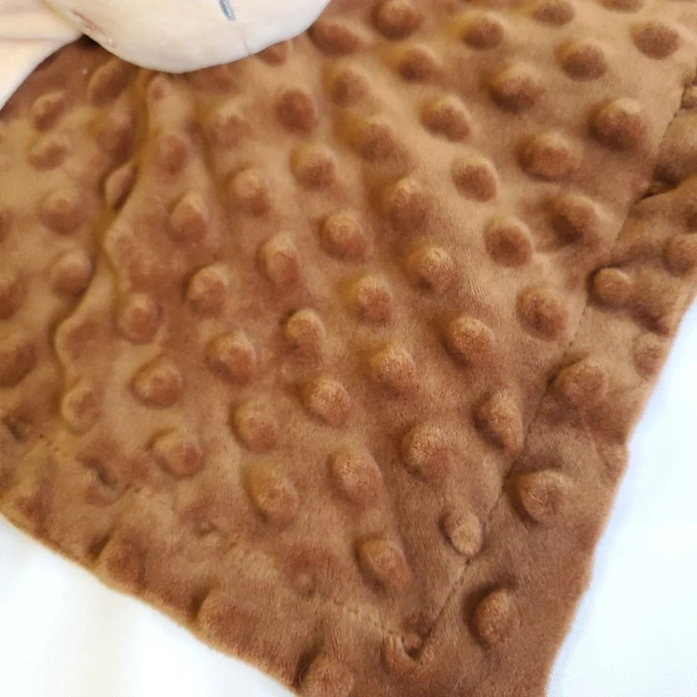 Castle Brown Minky‎ Dot Security Blanket Plush Lovey Dog Puppy 11x11 Inches